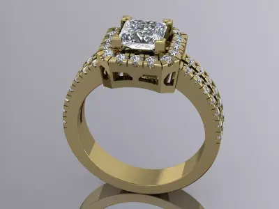 Elegant Princess Gemstone Ring Jewelry 3D print model