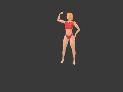 Low poly  3D model -ArchViz -Beach woman -50 Beach Sport Poses  Low-poly 3D model