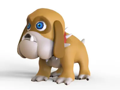 Bulldog Toon Low-poly 3D model