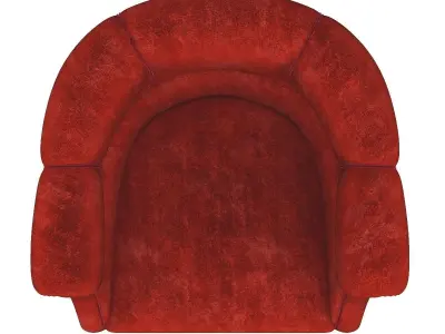 Danish Pair of 1940s Low Lounge Tub Chairs in Red Mohair 3D model