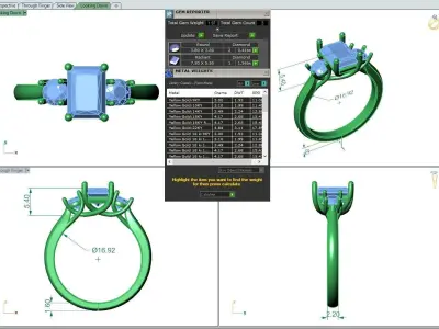 Engagement ring Kelly radiant 3D print model