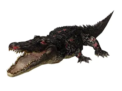 Animated Injured Alligator Rigged Low-poly 3D model