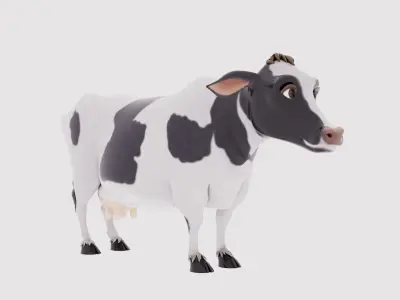 Cow 3D Model cartoon looking at camera 3D model