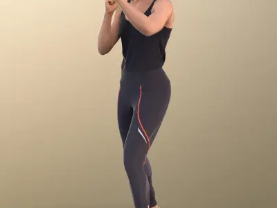 Diana 10873 - Athletic Black Woman Boxing Low-poly 3D model