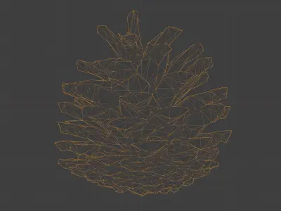 Photorealistic 3D scan of pine conifer cone Low-poly 3D model