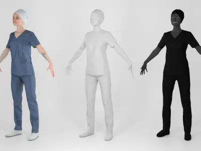 Surgical doctor female ready for animation 162 Low-poly 3D model