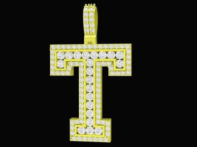 Letter T Diamond Pendant Jewelry 3D Model 4167 3D print model
