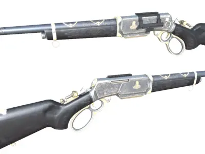 24-Assault-Rifle-Lever-Action-gun model 3d game ready model Low-poly 3D model