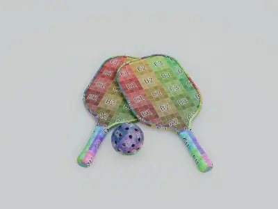 Pickle Ball Set Low-poly 3D model