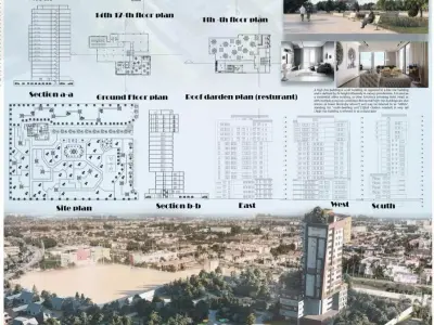 Two-dimensional AutoCAD residential tower project 3D model