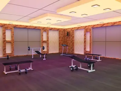 Gym Interior Low-poly 3D model