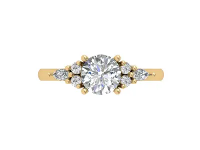 Solitaire Engagement Art Deco Ring 3D print model order