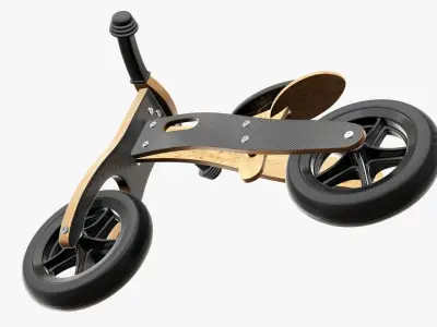 Balance bike for kids wooden  3D model