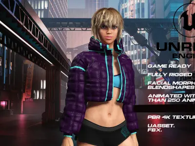 Casual girl full rigged - game ready - animated Low-poly 3D model