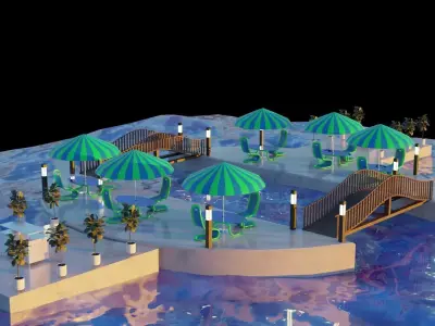 Exterior Beach Resort Scene File 3D model Free 3D model