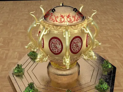 Chinese gold bronze burner   3D model