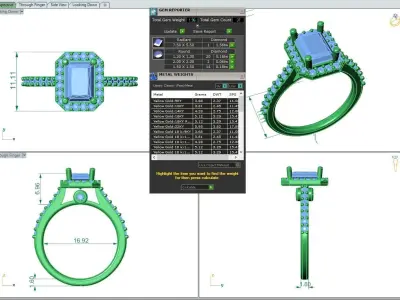 Luxury Engagement Diamond ring radiant 3D print model