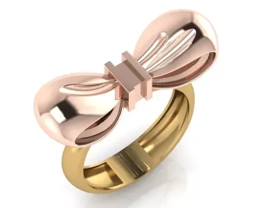 Women 2 piece bow tie luxury ring 3D print model