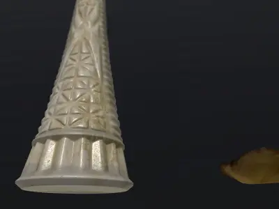 Dead Flowers in Vintage Milk Glass Vase 3D model