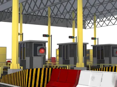 Toll Plaza Station model Low-poly 3D model