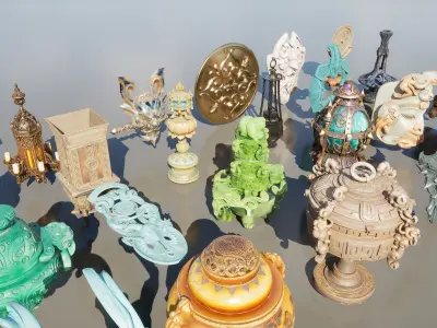 Medieval Fantasy Objects Pack 25 AI Pieces 3D model