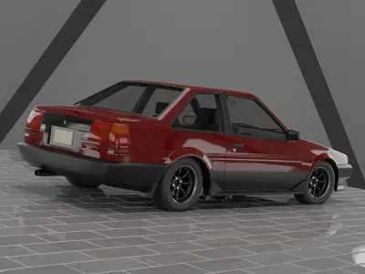 1980s Classic Car Fully Featured Low-poly 3D model