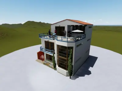 modern house Low-poly 3D model