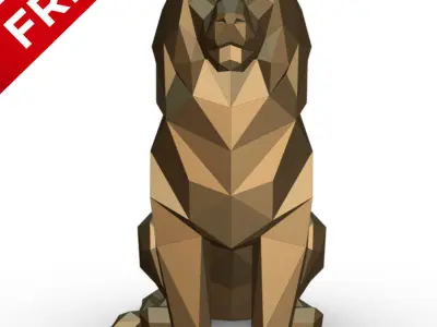 lion low poly golden Free 3D print model