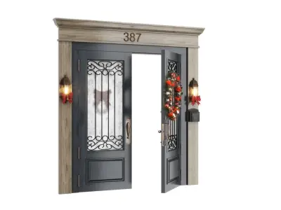 New Year French door entry 3D model