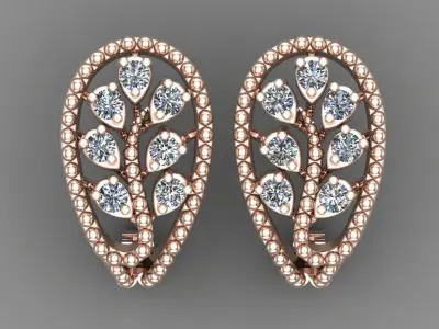 Rose Gold Diamond Women Earring 3D print Collection 3D Model Pack