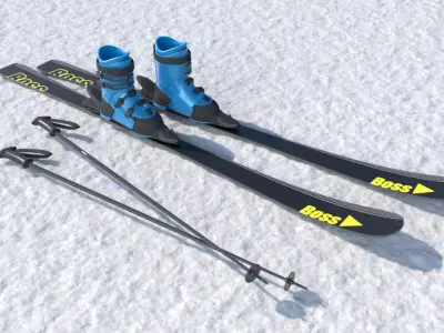 Snowboard and sled models 3D model