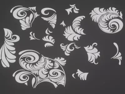 14 Decorative Scrolls low poly 3D model