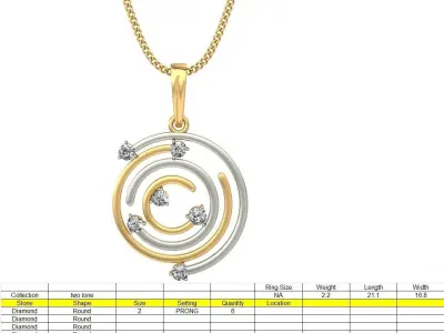 Solitaire Women Pendant 3dm STL OBJ FBX Renders Details 3D print model 46