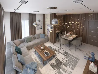 living room Modern style Realistic interior design 3dsmax  vray  3D model