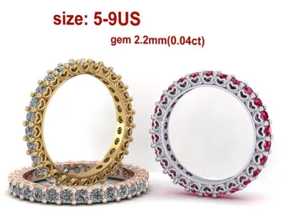 Eternity Ring Harts 04 ct 3D print model
