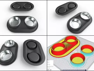 Pet Bowl M12 - with STL Low-poly 3D model