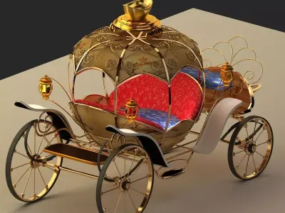 Chinese horse wagon with clock  3D model