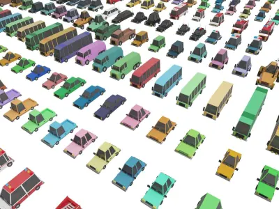 Low poly Cars Pack Low-poly 3D model