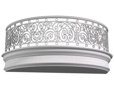 Classic Round balcony Forged Fence 3D model