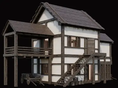 Medieval Village Pack 10 - 4 Assets - 4K Textures Game Ready Low-poly 3D model