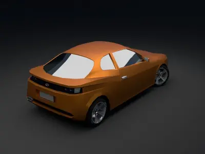 Low Poly Car orange sports Low-poly 3D model