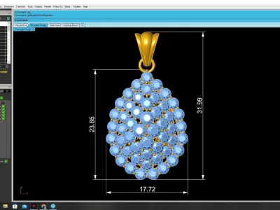 Luxury Diamond Cluster Oval Pendant Jewelry 3D Model  3467 3D print model