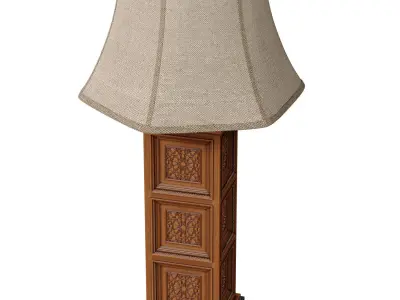 Wood Aged Arabic Oriental Nightstand bedside Eastern Table Lamp 3D model