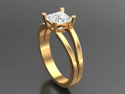 Solitaire Diamond Ring 6 3D print model