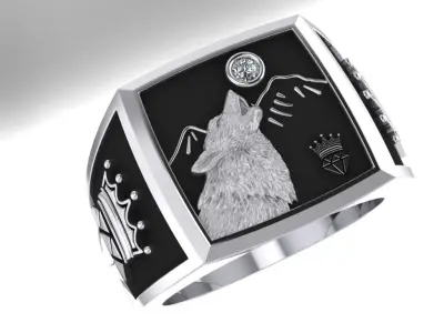 man ring wolf  3D print model