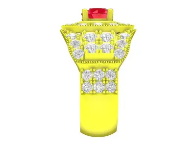 Luxury Halo Gemstone Men Ring 5124 3D print model