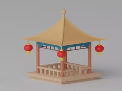 Cartoon Chinese Pavilion 3D model
