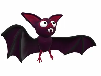 Cartoon bat low poly rigged animated game ready Low-poly 3D model