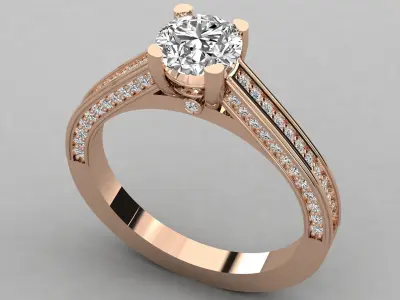 Modern Luxury Pave Engagement Ring Jewelry 3D print model