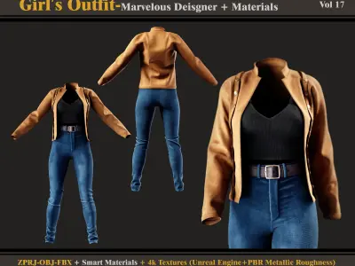 Girls Outfit- MD-Clo3d - Smart Material - Textures - OBJ - FBX 3D model